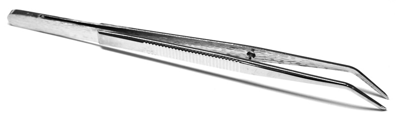 Tweezers with narrow tips angled, 150 mm, Form 22b N