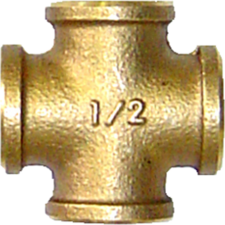 Bronze pipe cross coupling, 1/2"