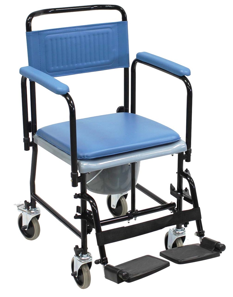 Folding mobile commode chair