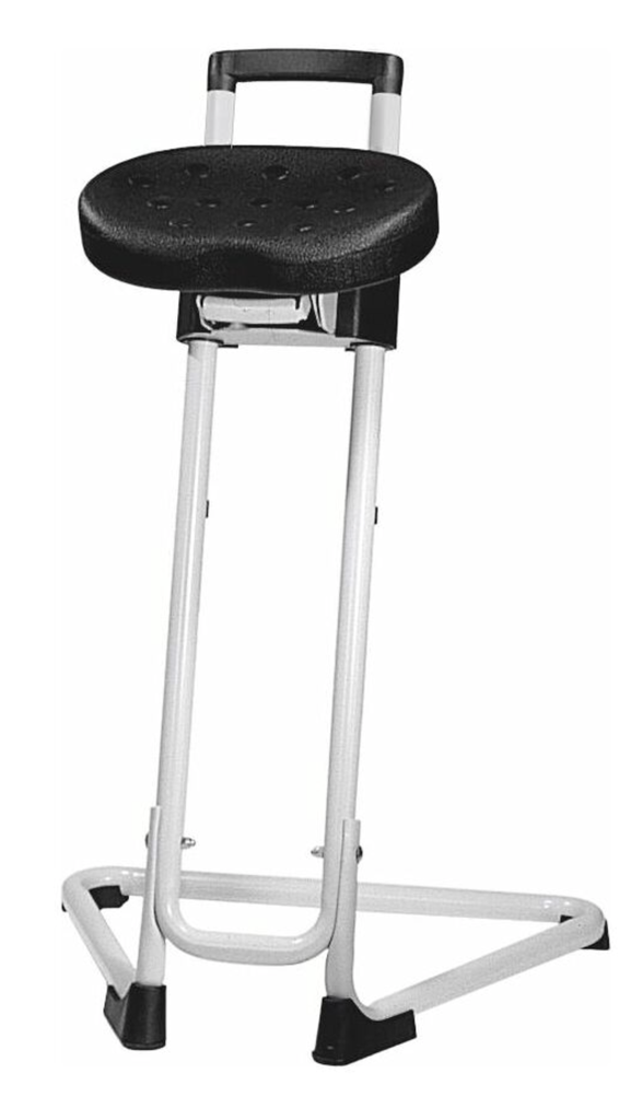 Silla de trabajo sentado-de-pie, ajustable en altura mecánicamente