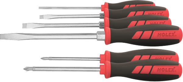 Screwdriver set, 6 pieces, For slot-head and Phillips