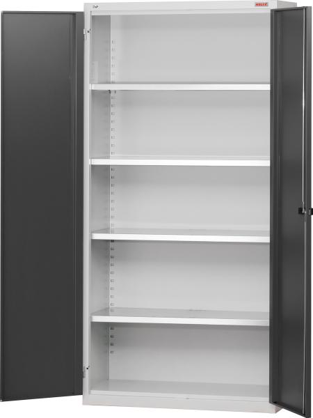 Swing door cabinet with storage shelves