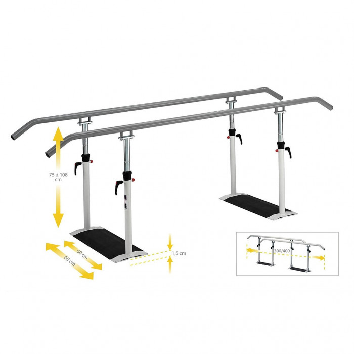 Parallel bars, adjustable height, 2.5m