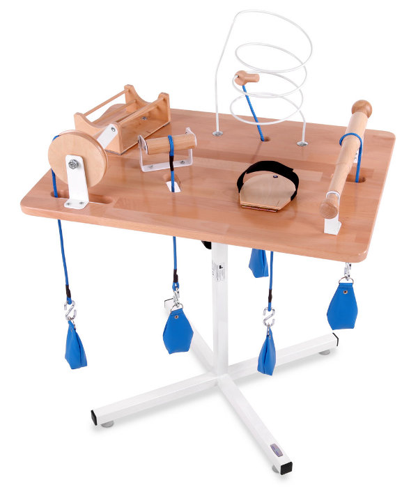 Fine motoric tables for hand exercises with resistance