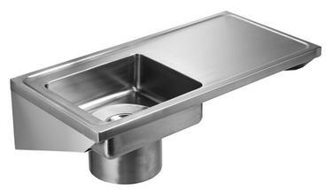 Plaster sink for work top mounting, stainless steel