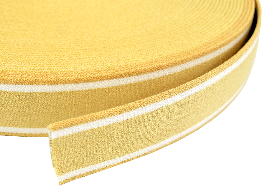 Elastic strap beige with white stripes, 25m