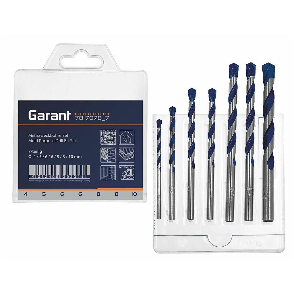 Carbide-tipped multi-purpose drill set 7pc