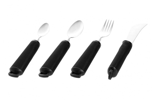 [00 E MAE18/N] Juego de 4 cubiertos ergonómicos negros con peso