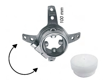 [PR05.DD.004] Anclaje giratorio de laminación, 4 clavijas, con receptor, acero inoxidable, 100mm