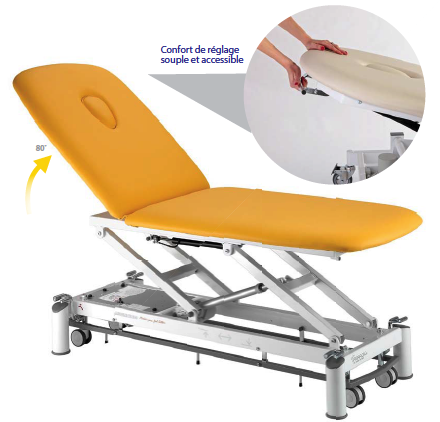 Height adjustable table for therapy, massages and medical care