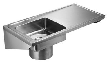 [819 W 450.500] Plaster sink for work top mounting, stainless steel